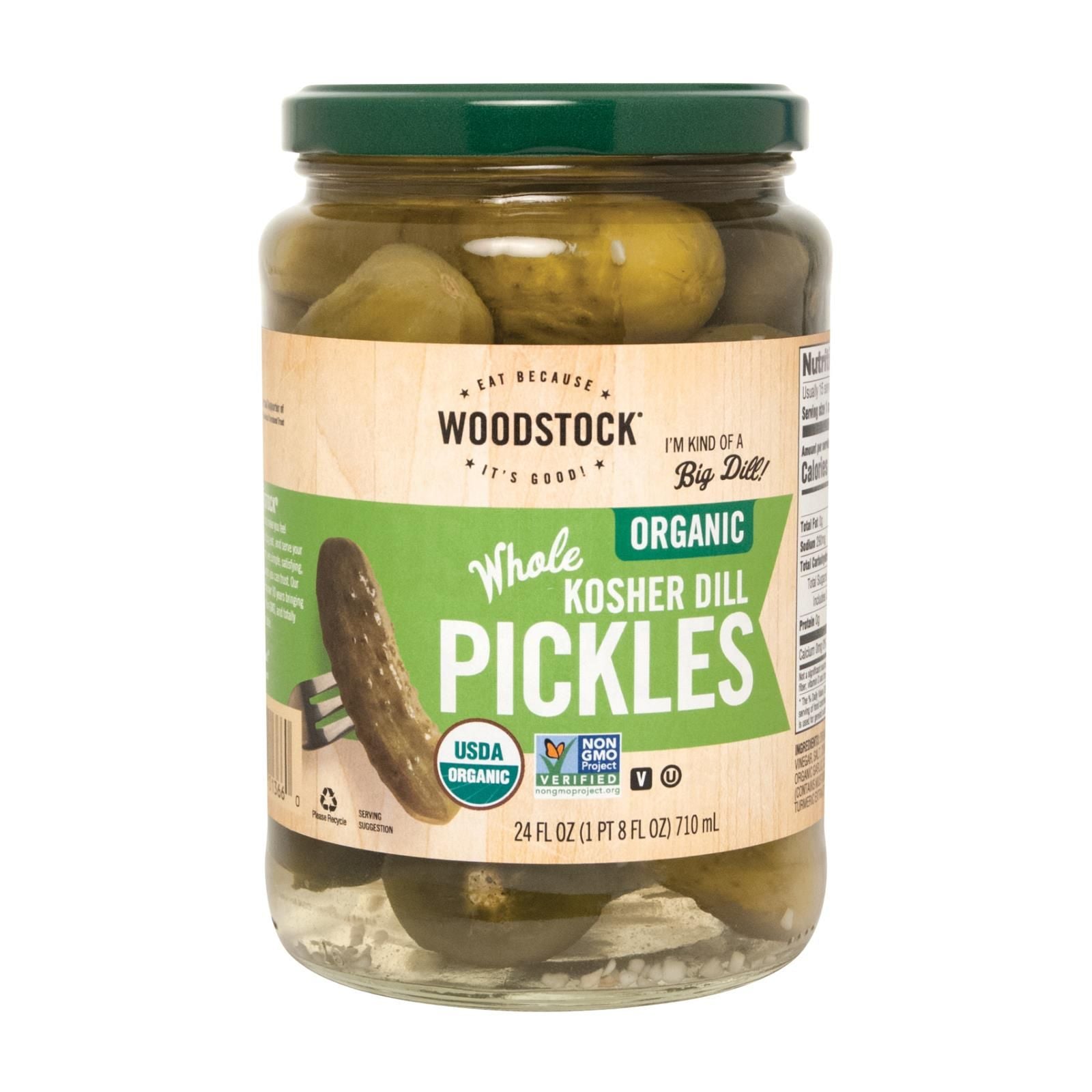 Woodstock Organic Kosher Whole Dill Pickles - Case Of 6 - 24 Oz image 1