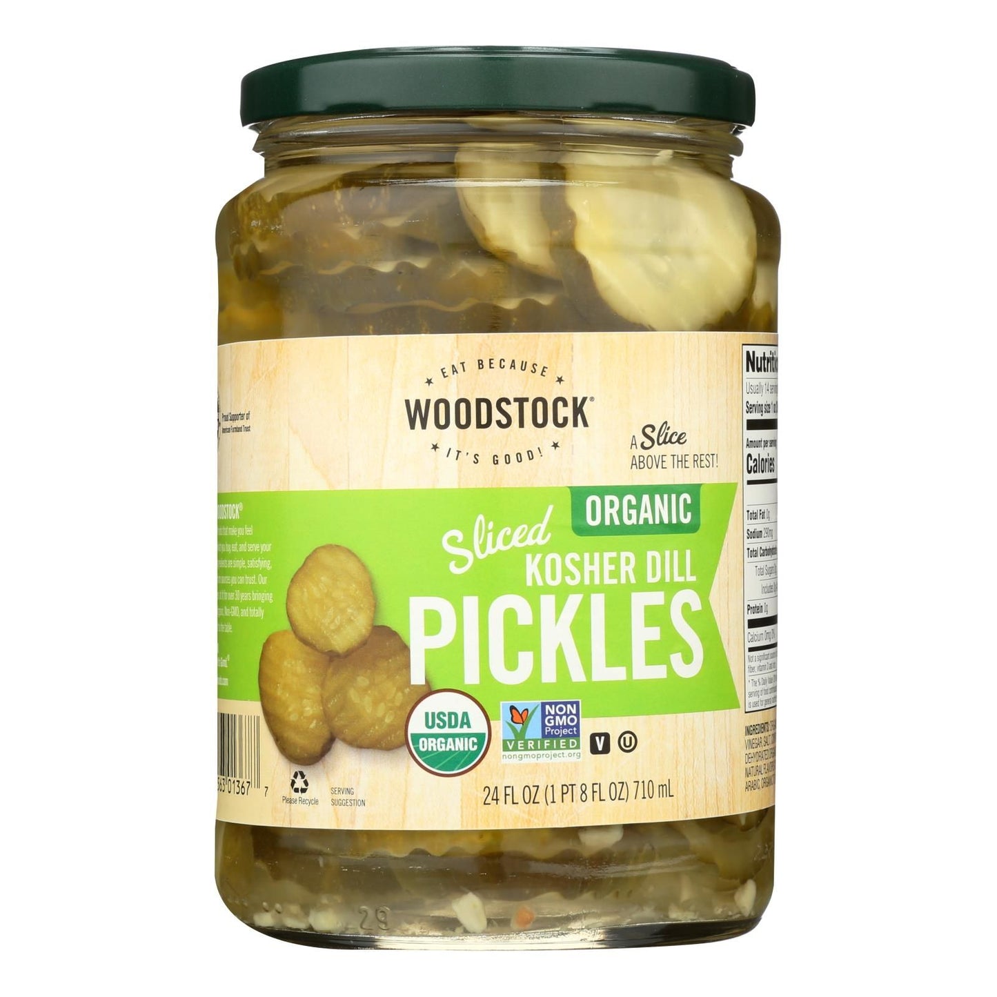 Woodstock Organic Pickles - Kosher Dill - Sliced - Case Of 6 - 24 Oz. image 2