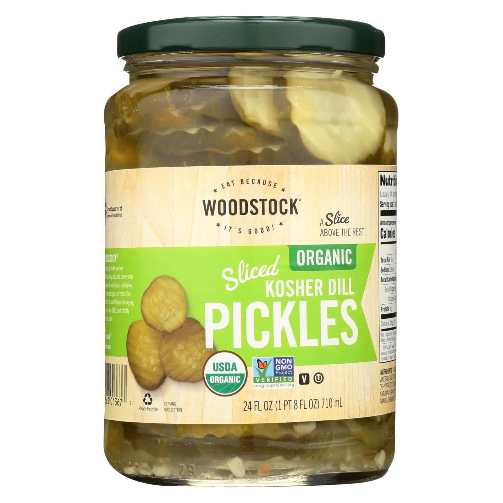 Woodstock Organic Pickles - Kosher Dill - Sliced - Case Of 6 - 24 Oz. image 1