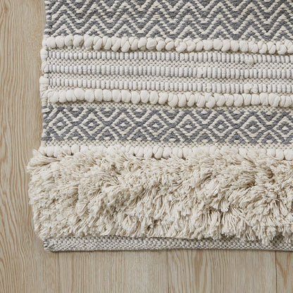 Woven Texture Stripe Bath Rug Grey 20x32" image 8