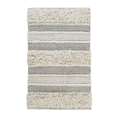 Woven Texture Stripe Bath Rug Grey 20x32" image 10
