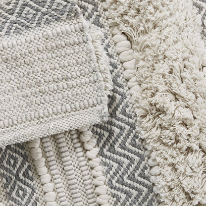Woven Texture Stripe Bath Rug Grey 20x32" image 3