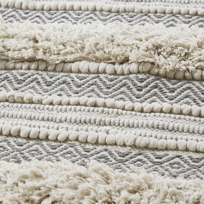 Woven Texture Stripe Bath Rug Grey 20x32" image 7