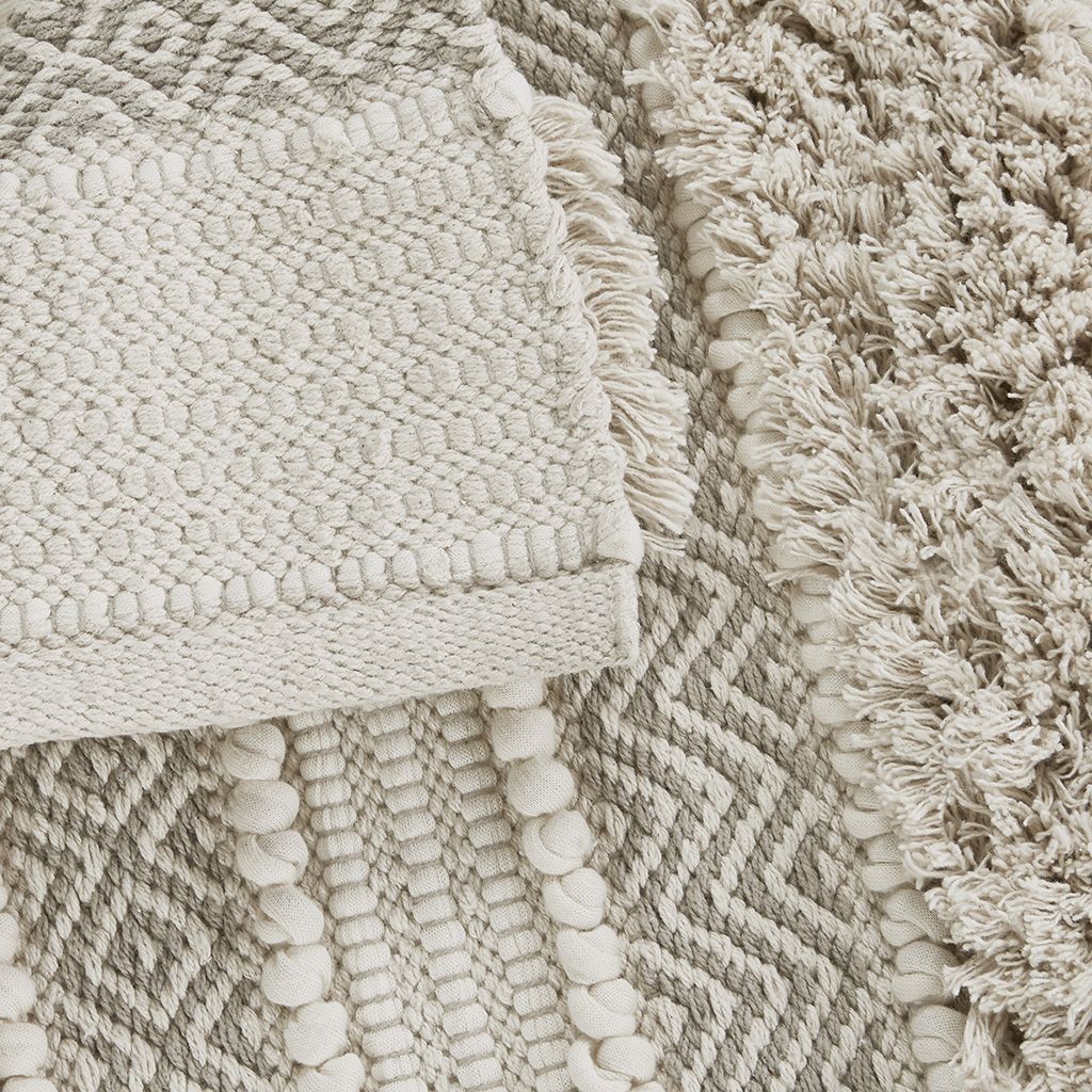 Woven Texture Stripe Bath Rug Natural 20x32" image 7