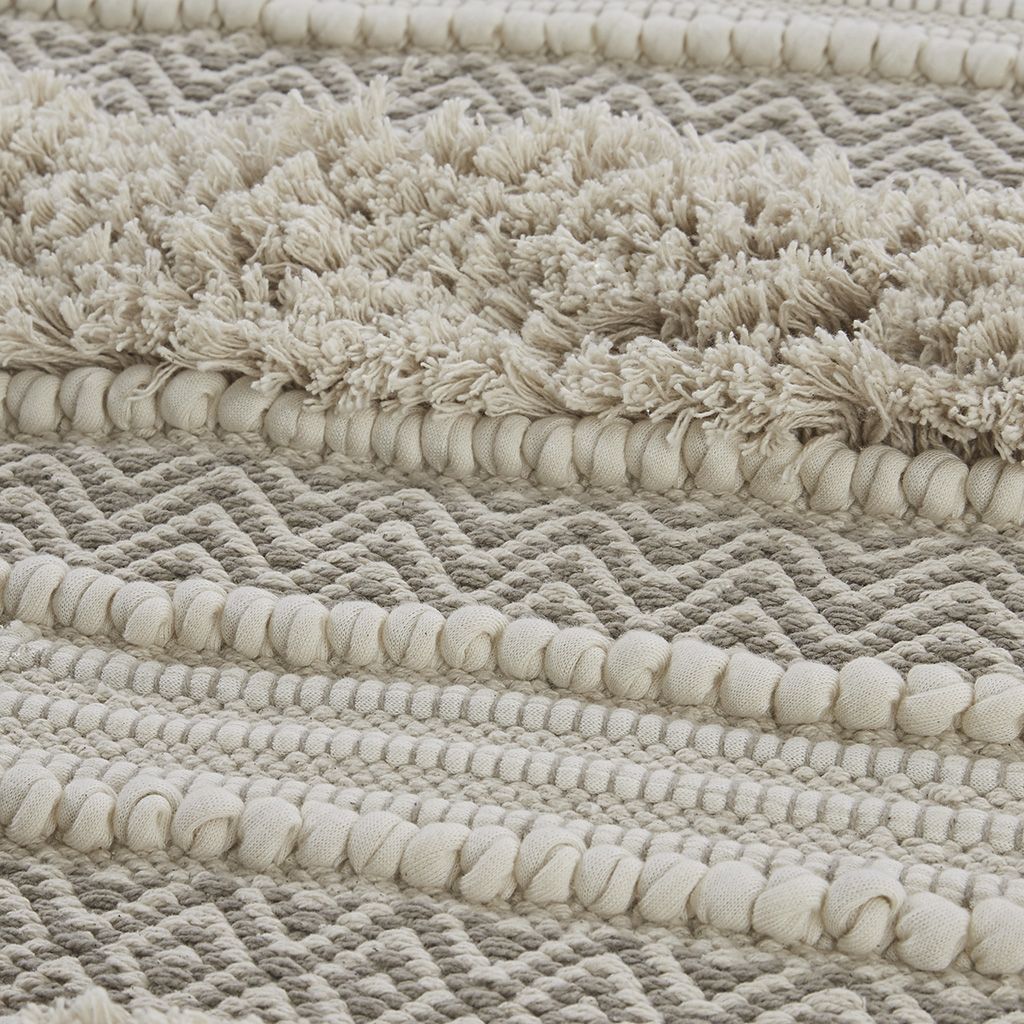 Woven Texture Stripe Bath Rug Natural 20x32" image 6