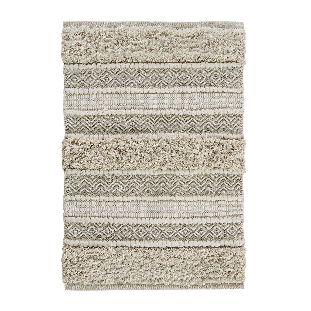 Woven Texture Stripe Bath Rug Natural 20x32" image 10
