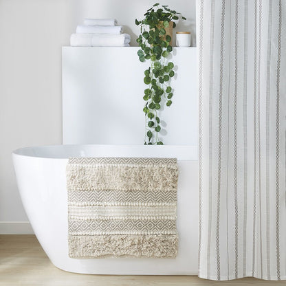 Woven Texture Stripe Bath Rug Natural 20x32" image 11
