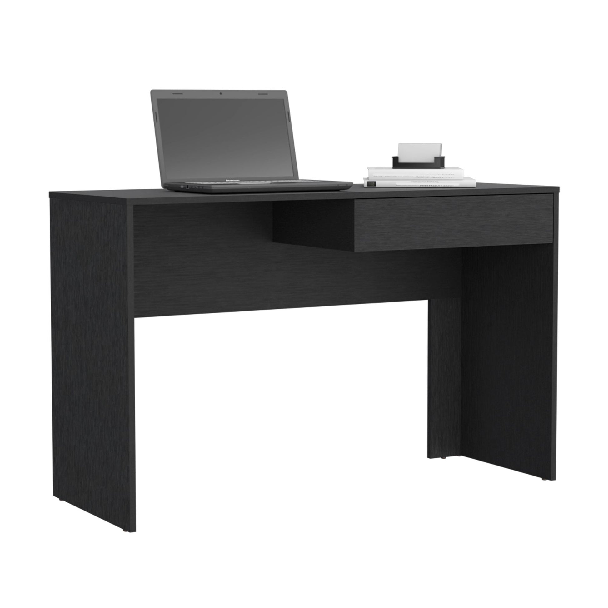 Writing Computer Desk with One Drawer, Black image 4