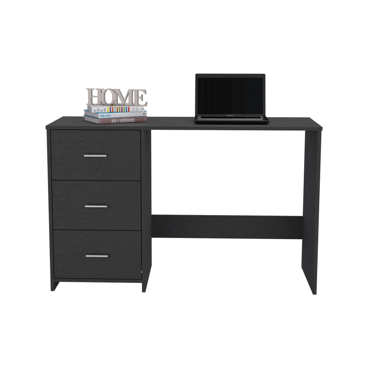 Writing Desk, 3 Drawers, Black image 3