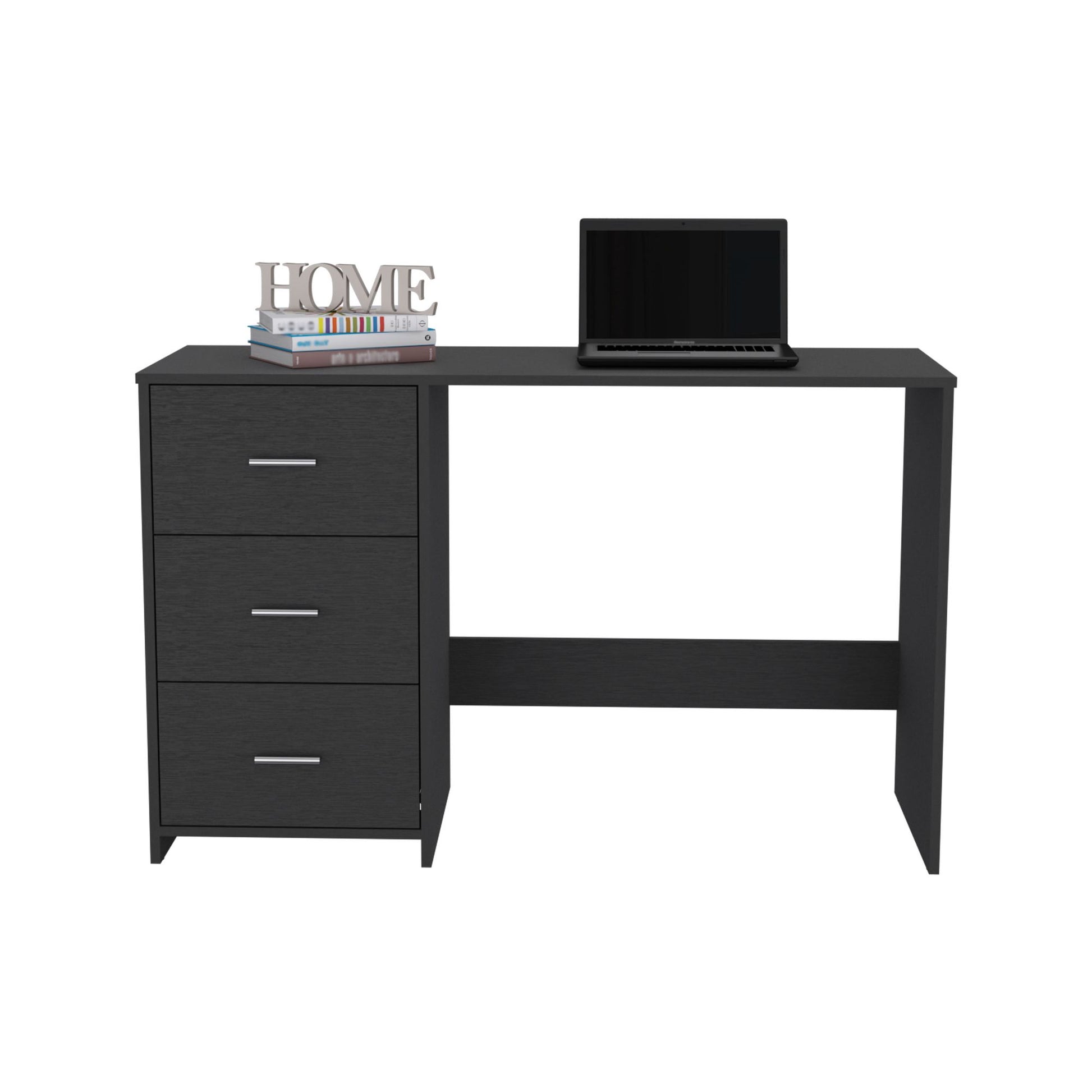 Writing Desk, 3 Drawers, Black image 3