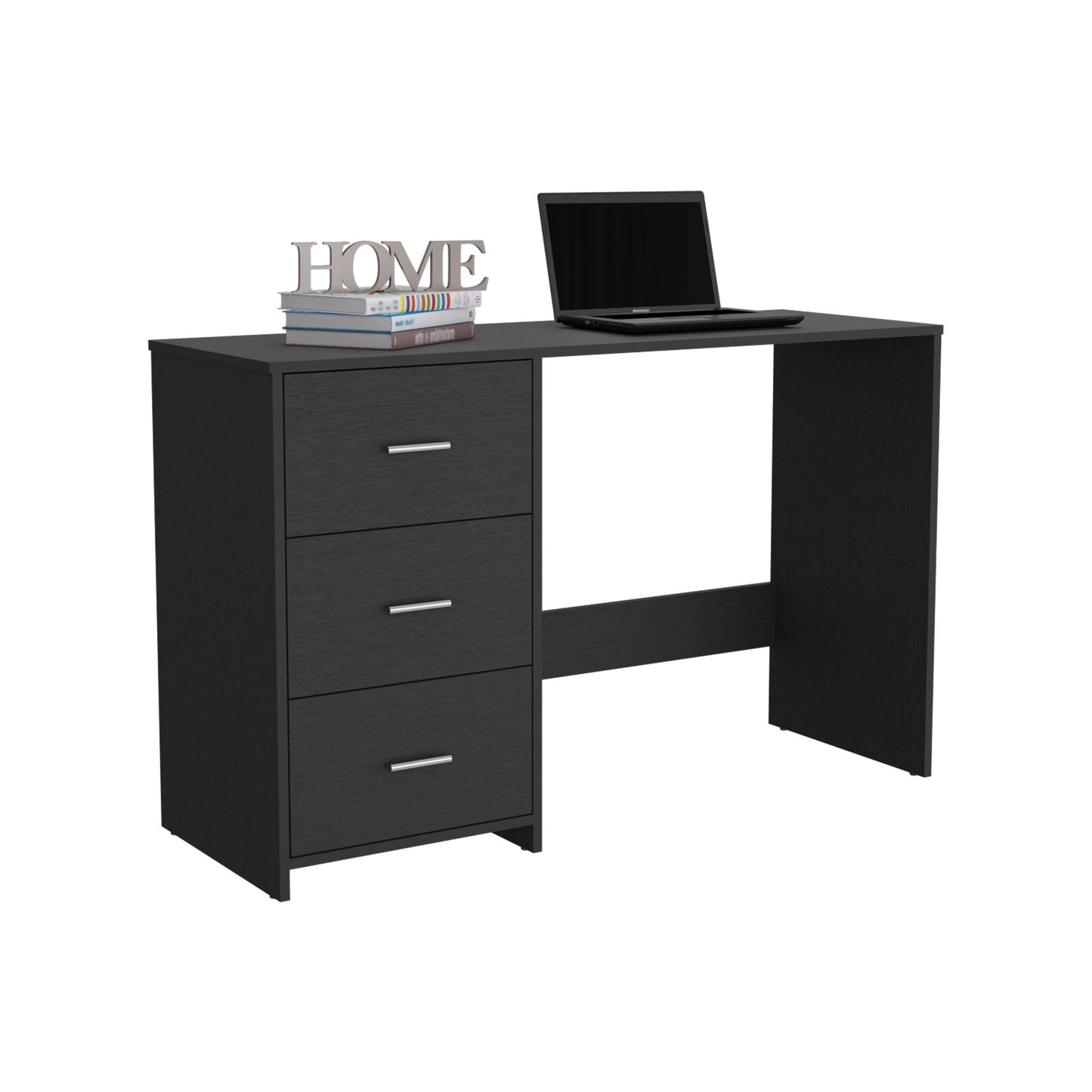 Writing Desk, 3 Drawers, Black image 4