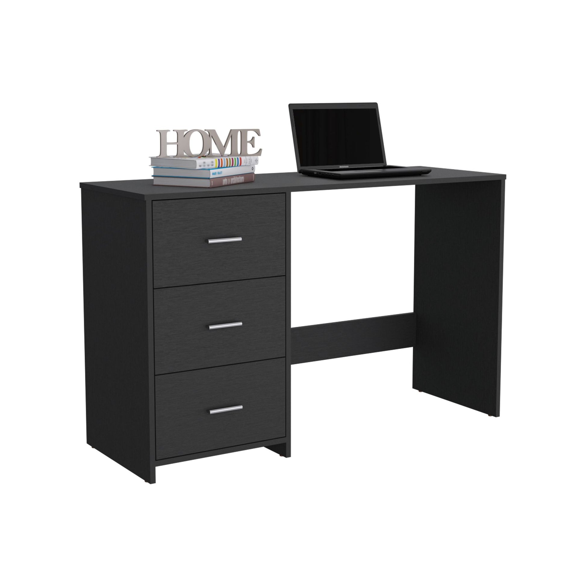 Writing Desk, 3 Drawers, Black image 4