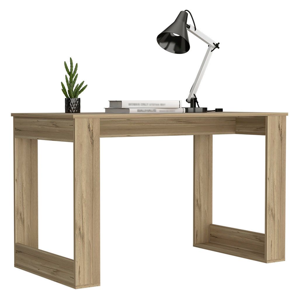 Writing Desk with Ample Workstation and Sturdy Legs, Light Oak image 5