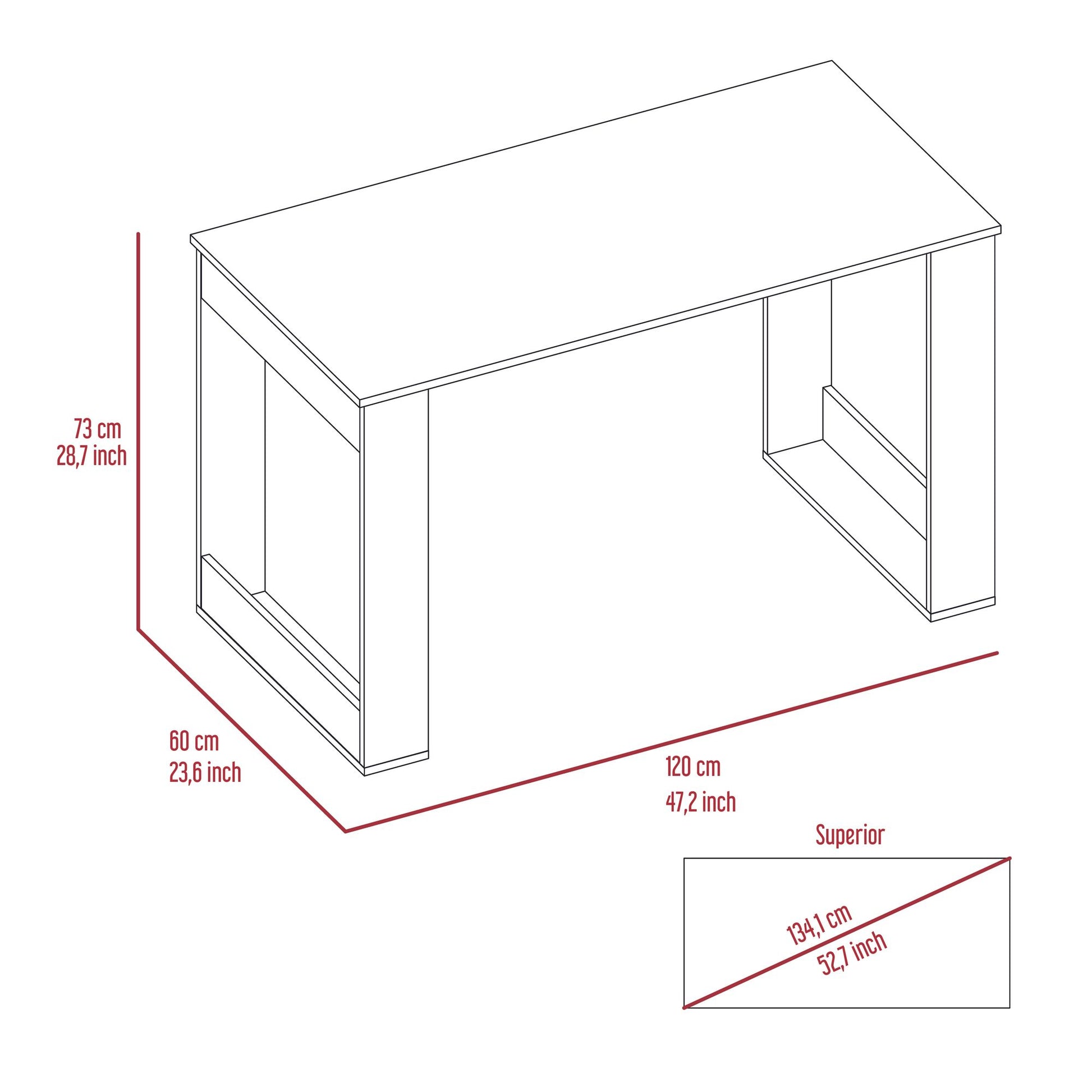 Writing Desk with Ample Workstation and Sturdy Legs, Light Oak image 8