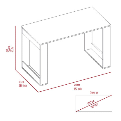 Writing Desk with Ample Workstation and Sturdy Legs, Light Oak image 8
