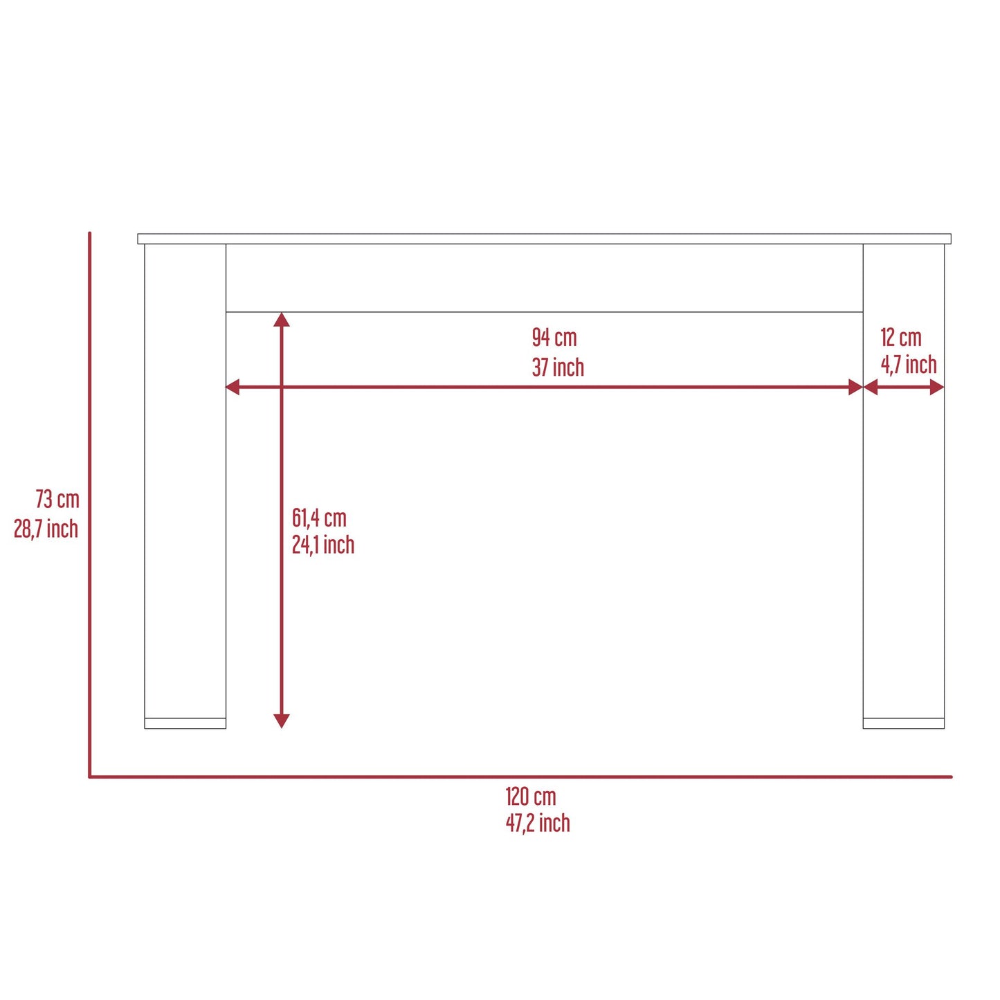 Writing Desk with Ample Workstation and Sturdy Legs, Light Oak image 7
