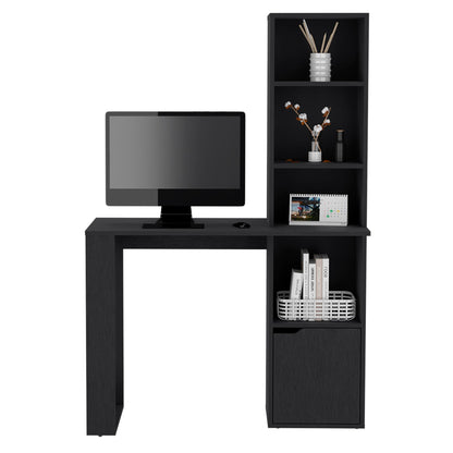 Writing Desk With Bookcase and Cabinet, Black image 5