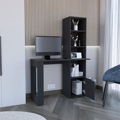 Writing Desk With Bookcase and Cabinet, Black image 2