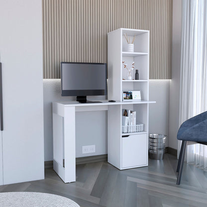 Writing Desk With Bookcase and Cabinet, White image 1