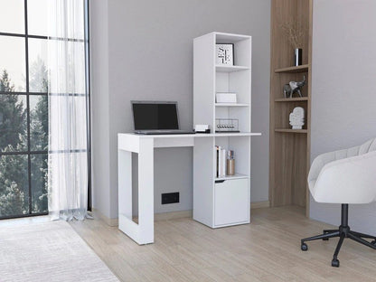 Writing Desk With Bookcase and Cabinet, White image 5
