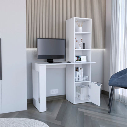 Writing Desk With Bookcase and Cabinet, White image 2