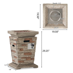 Outdoor 19.50" MGO Fire Column - 40,000 BTU, Natural Stone (Tank Inside)