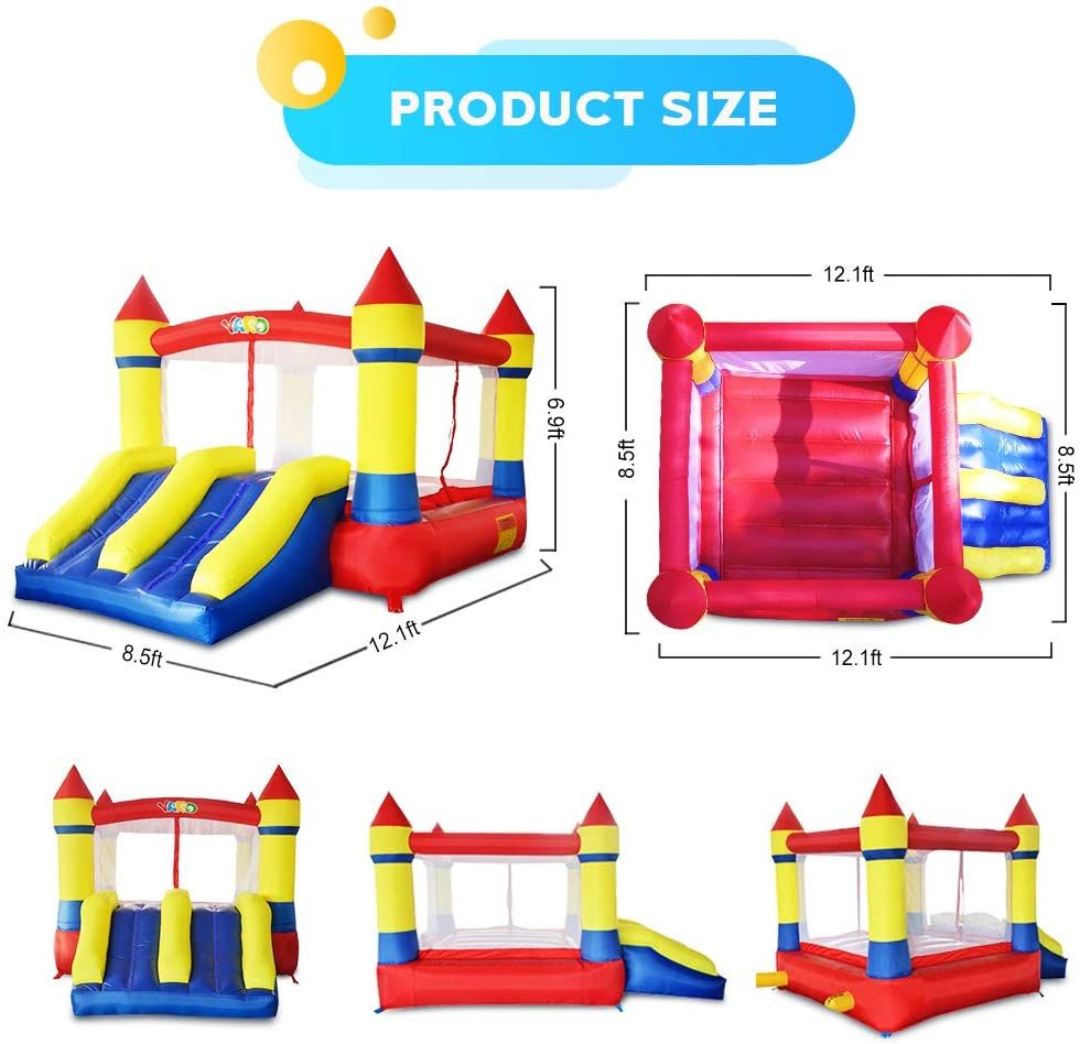 YARD Bounce House Dual Castle Slide with Air Blower, Four-Sided Protection Net, Inflatable Bounce House for Outdoor Indo image 5