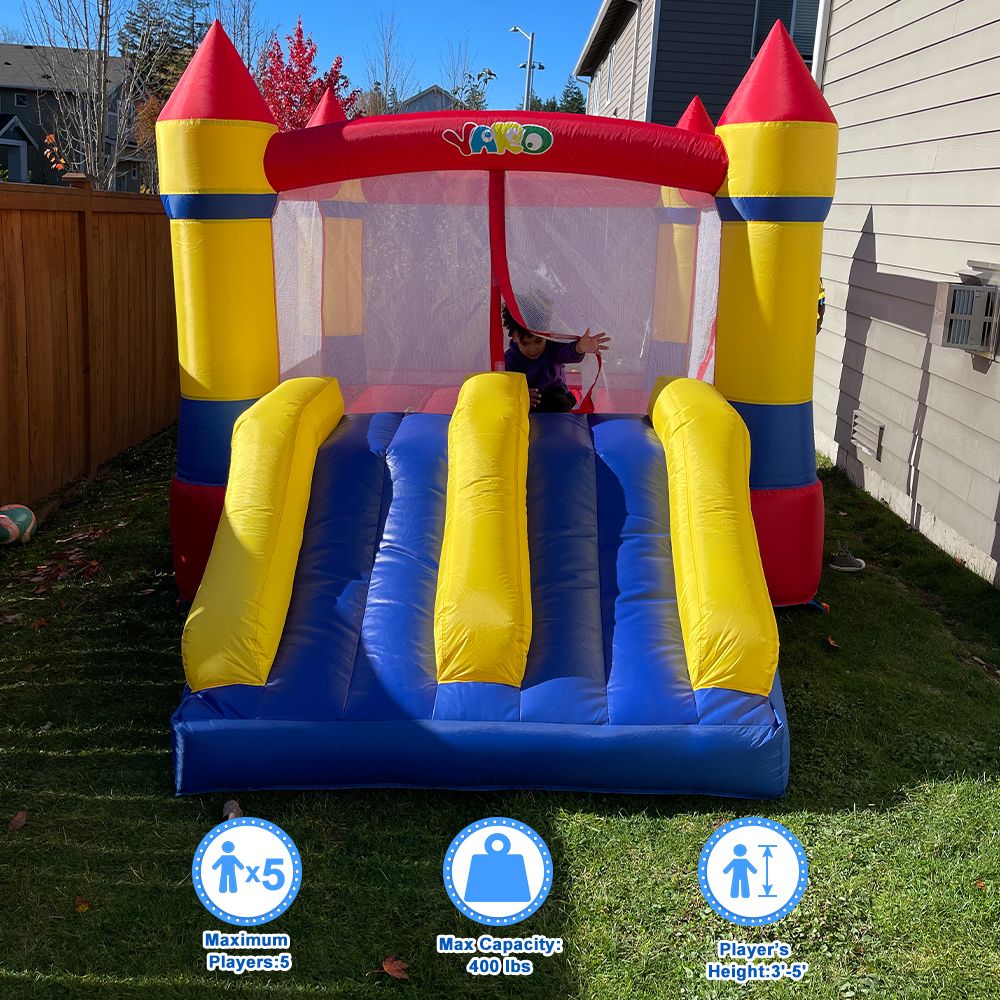 YARD Bounce House Dual Castle Slide with Air Blower, Four-Sided Protection Net, Inflatable Bounce House for Outdoor Indo image 2