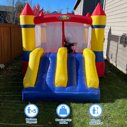 YARD Bounce House Dual Castle Slide with Air Blower, Four-Sided Protection Net, Inflatable Bounce House for Outdoor Indo image 2