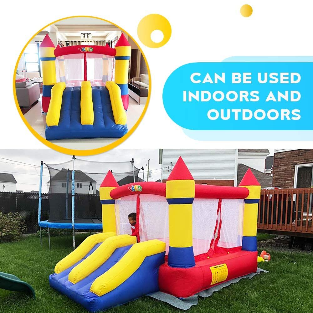 YARD Bounce House Dual Castle Slide with Air Blower, Four-Sided Protection Net, Inflatable Bounce House for Outdoor Indo image 3