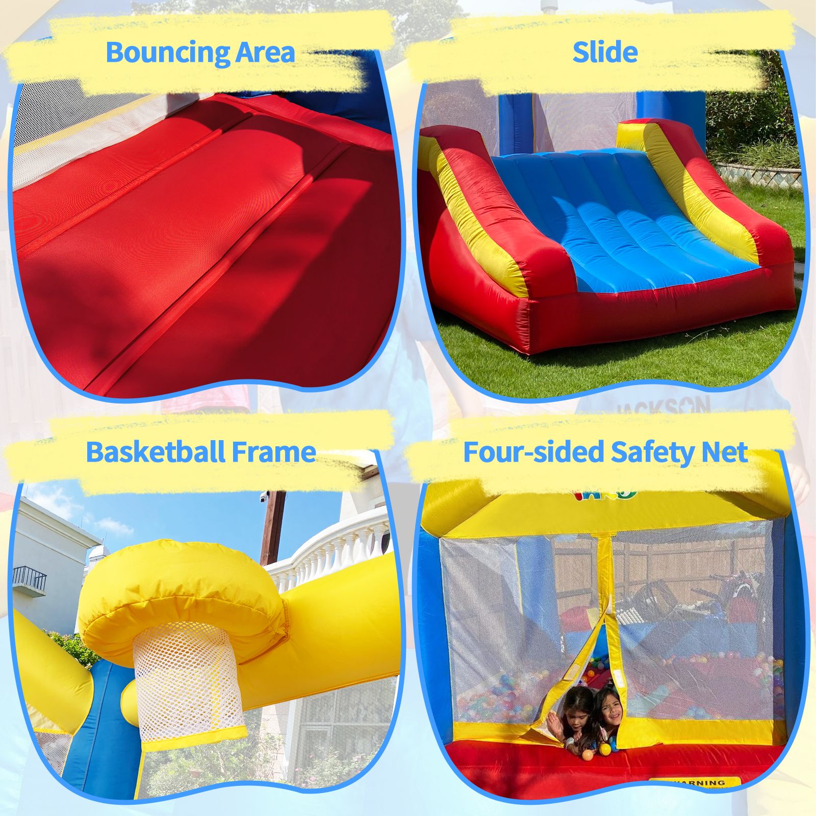 YARD Bounce House Inflatable Bounce House with Basketball Hoop Royal Bouncer for Kids, Outdoor Bouncy House, Durable Sea image 3