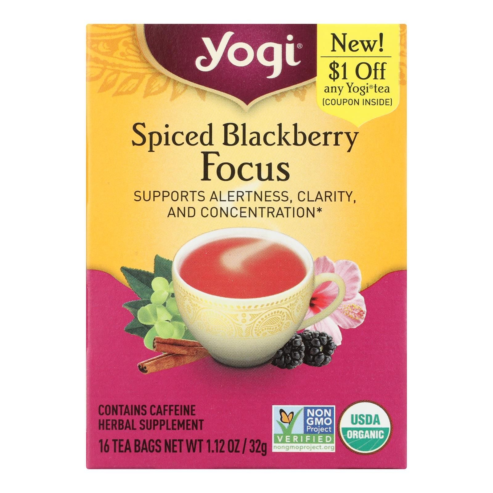 Yogi - Tea Spcd Blkbry Focus - Case Of 6-16 Bag image 1