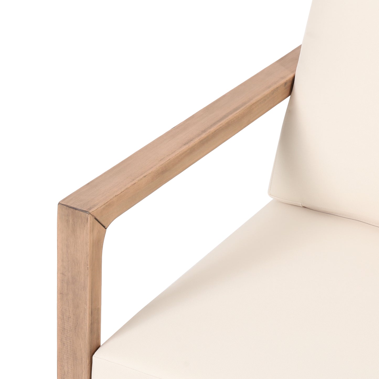 Outdoor Acacia Wood Patio Club Chair, Wood Patio Furniture,Waterproof Thick Cushion Deep Seating for Porch, Garden, Backyard, Balcony, Brown Wash and Beige Cushion image 12