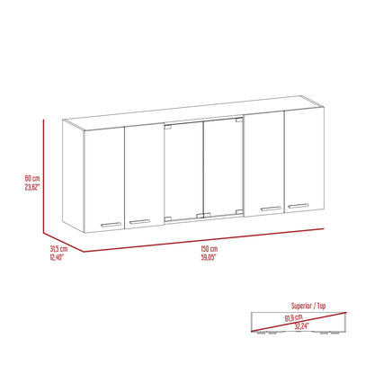 Yuma 150" Wall Cabinet, Two Close Cabinets, Two Open Shelves image 9