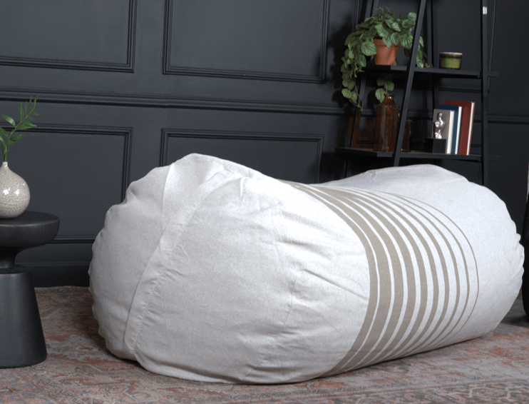 Zeon 6.5 Foot Striped Cylindrical Bean Bag, Natural Color with ligt Brown Stripes image 5