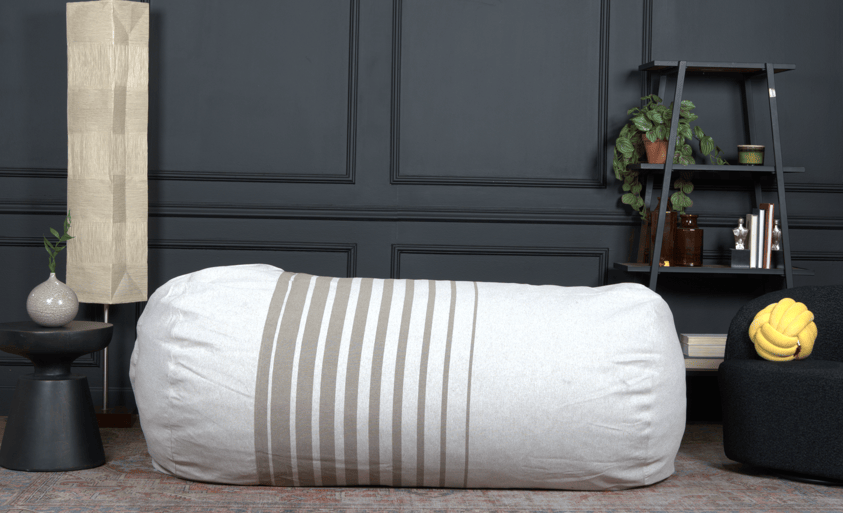 Zeon 6.5 Foot Striped Cylindrical Bean Bag, Natural Color with ligt Brown Stripes image 1