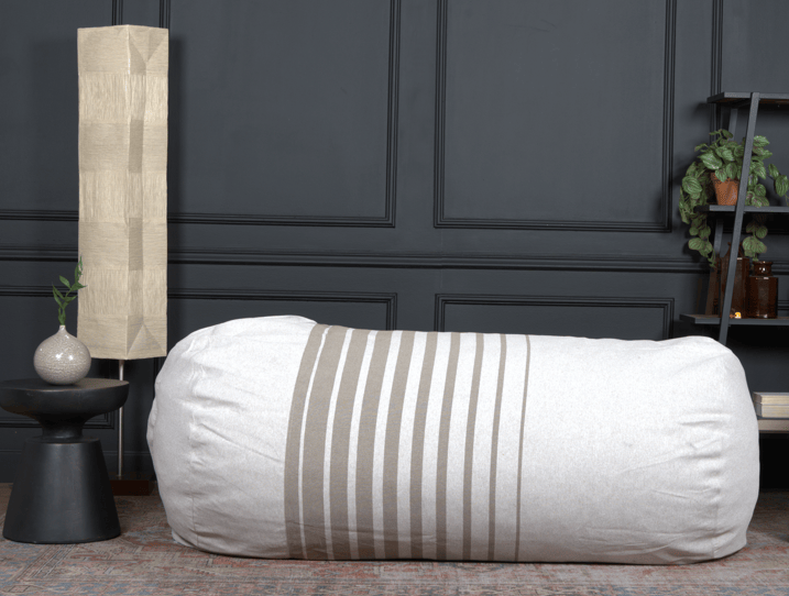 Zeon 6.5 Foot Striped Cylindrical Bean Bag, Natural Color with ligt Brown Stripes image 3