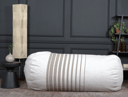 Zeon 6.5 Foot Striped Cylindrical Bean Bag, Natural Color with ligt Brown Stripes image 3