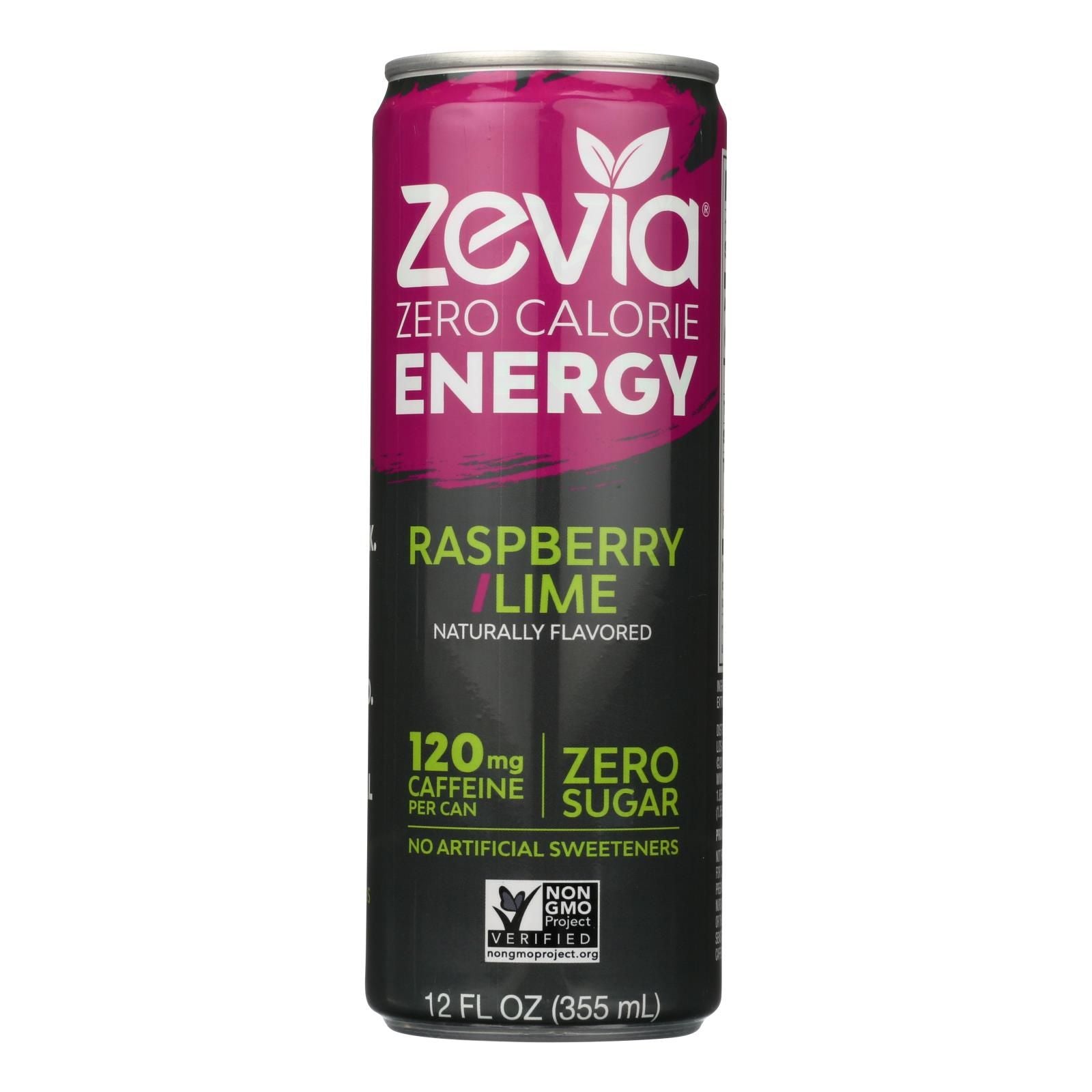 Zevia Zero Calorie Energy Drink - Raspberry/lime - Case Of 12 - 12 Fl Oz image 1