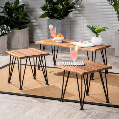 ZION INDUSTRIAL WOOD AND METAL COFFEE TABLE WITH ACCENT TABLE image 1