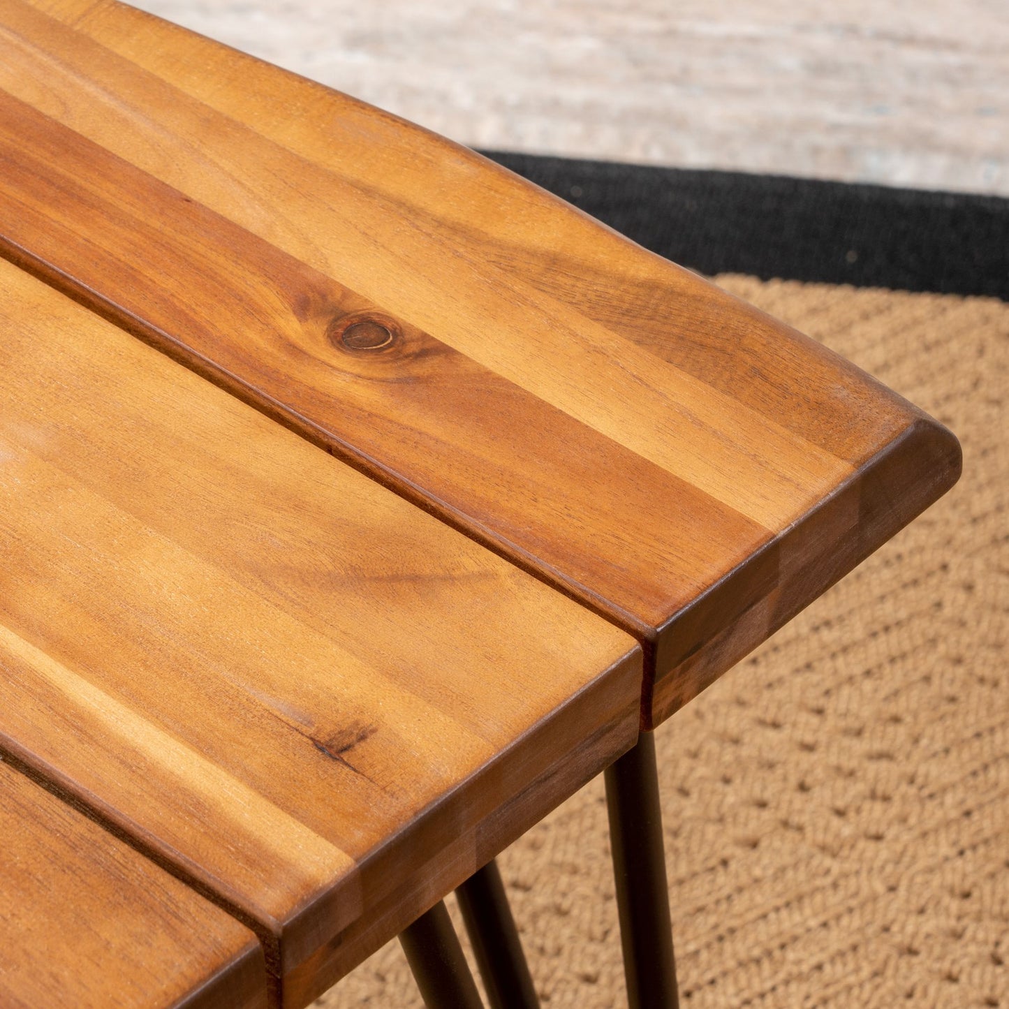 ZION INDUSTRIAL WOOD AND METAL COFFEE TABLE WITH ACCENT TABLE image 9