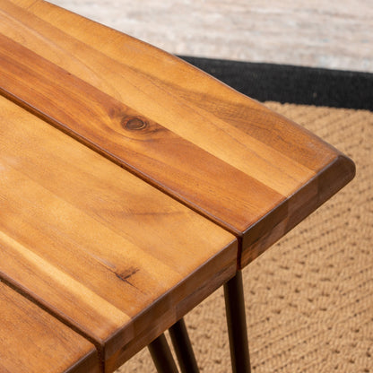ZION INDUSTRIAL WOOD AND METAL COFFEE TABLE WITH ACCENT TABLE image 9