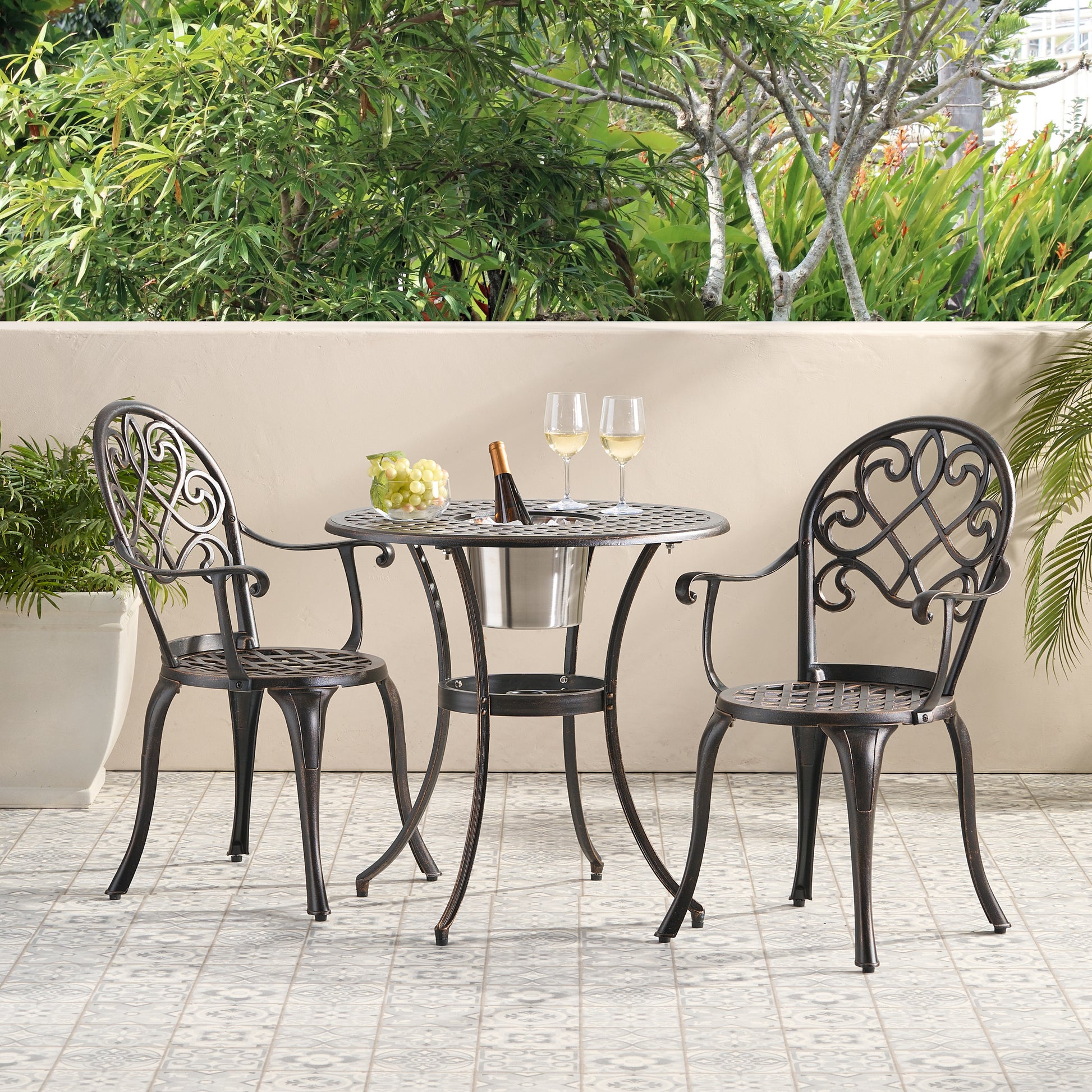 CAMDEN 3PC CAST BISTRO SET W ICE BUCKET image 1
